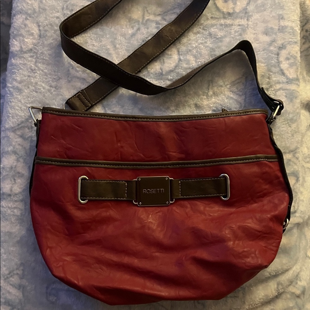 Rosetti Burgundy and Brown Crossbody Bag